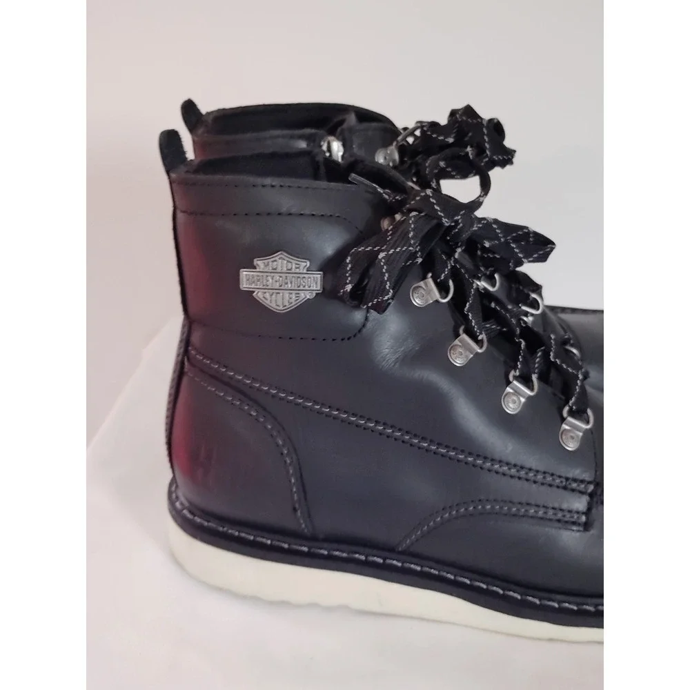Harley‑Davidson Bremen Black Leather Motorcycle Riding Boots Men 10 Lace Up Goth